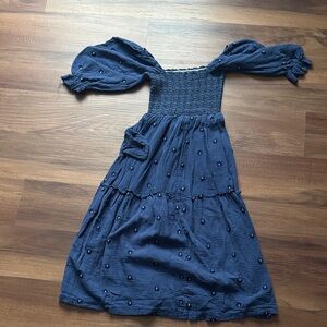 Chic Navy Smocked Maxi Dress